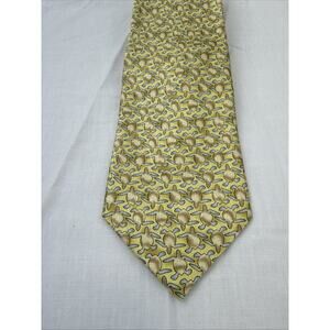 Ties To Nature Men’s Neck Tie 100% Silk Sea Turtles Yellow Gold Hand Sewn 58"
